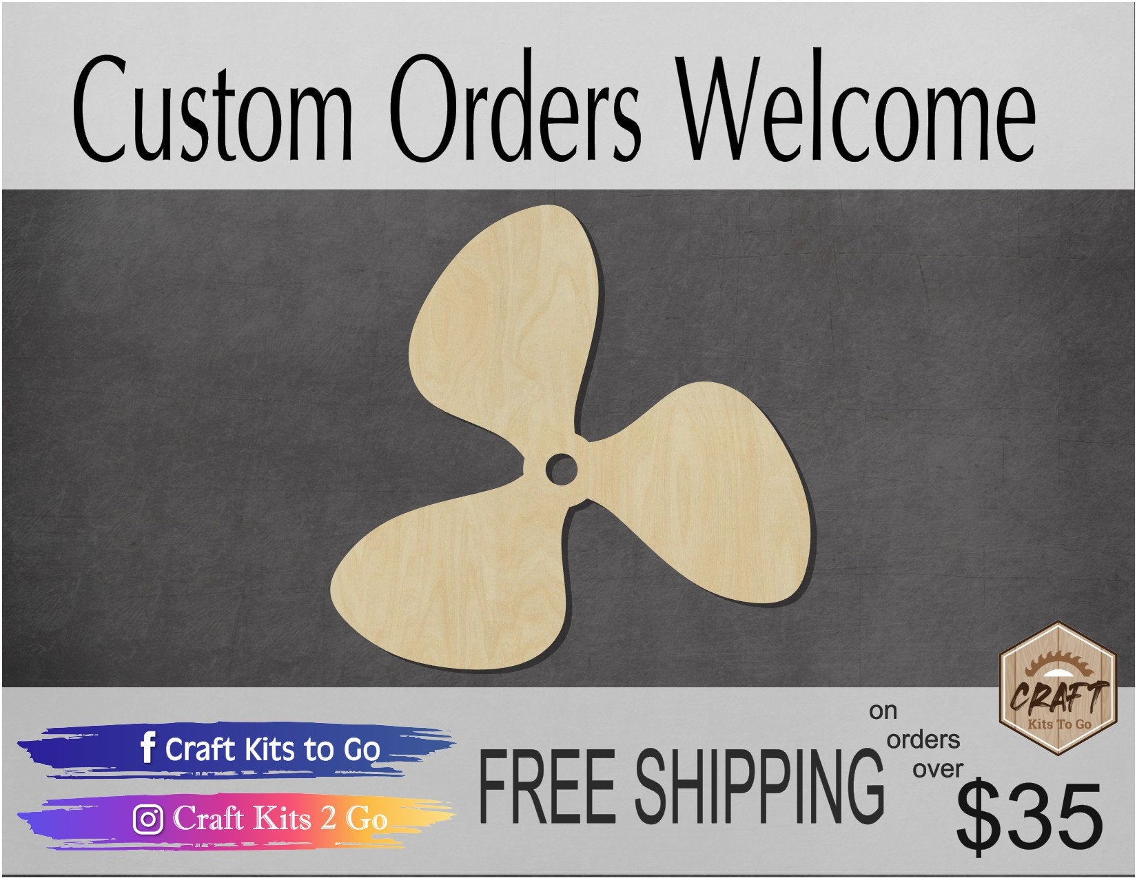 Propeller wood cutout Boat Sailing Sail DIY Paint kit #1892 - Multiple Sizes Available - Unfinished Wood Cutouts Shapes
