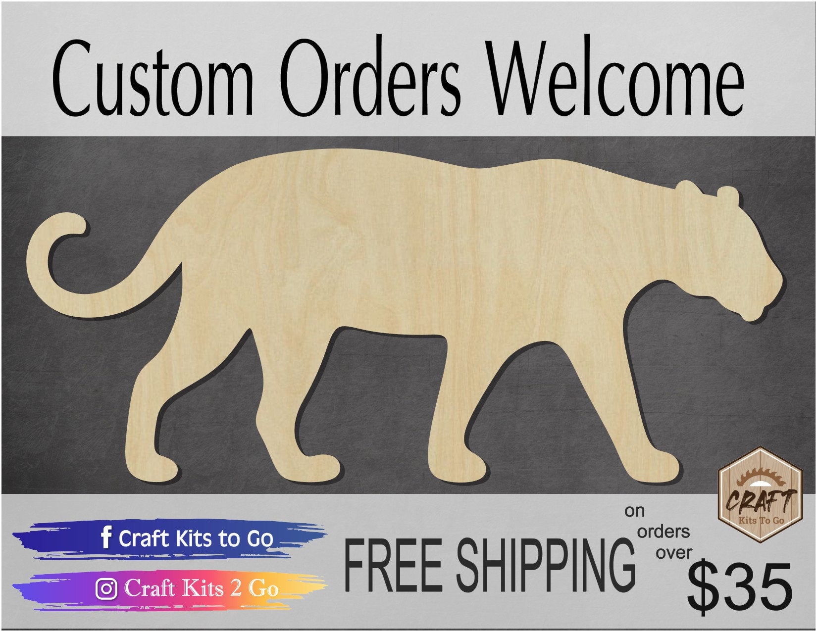 Jaguar wood cutout Animal cutouts Zoo animals Zoo blanks DIY Paint kit #1635 - Multiple Sizes Available - Unfinished wood Cutouts Shapes