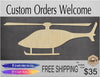 Helicopter wood cutout Wood shapes Wood Signs #1591 - Multiple Sizes Available - Unfinished Wood Cutouts Shapes