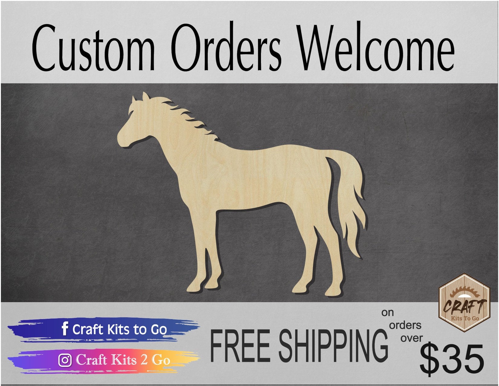 Horse wood cutout wood shapes Farm animals animal cutouts DIY Paint #1609 - Multiple Sizes Available - Unfinished Wood Cutouts Shapes