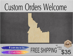 Idaho State wood cutout wood shapes State cutouts DIY Paint kit #1626 - Multiple Sizes Available - Unfinished Wood Cutouts Shapes