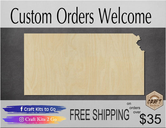 Kansas State wood cutout wood shapes State cutouts DIY Paint kit #1647 - Multiple Sizes Available - Unfinished wood Cutout Shapes