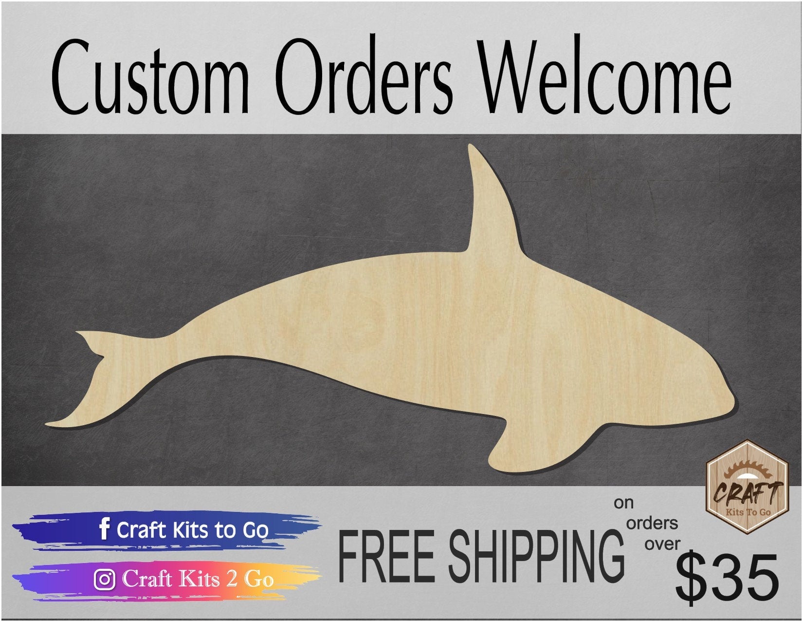 Killer Whale wood cutouts wood shapes animal cutouts animal shapes DIY #1651 - Multiple Sizes Available - Unfinished wood Cutout Shapes
