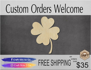 Four Leaf Clover wood cutouts wood shapes St. Patrick's Day craft DIY Paint #1674 - Multiple Sizes Available - Unfinished Wood Cutout Shapes