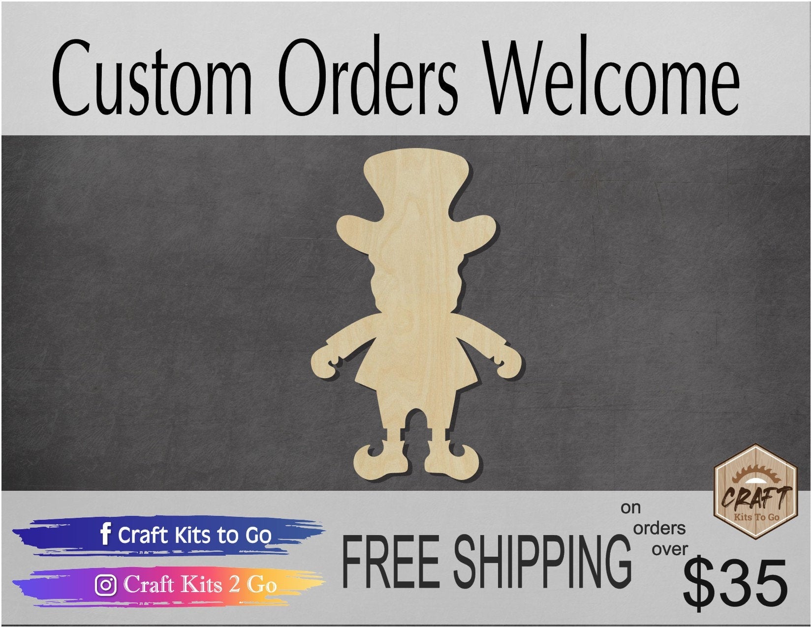Leprechaun wood cutouts wood shapes St. Patrick's Day Craft DIY Paint kit #1688 - Multiple Sizes Available - Unfinished Wood Cutout Shapes