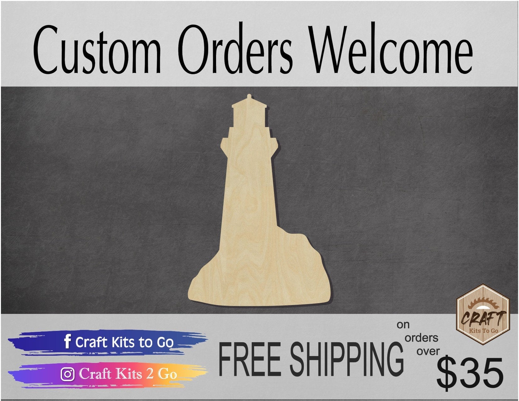 Light House wood cutouts wood shapes DIY Paint kit Ocean Beach Sea #1691 - Multiple Sizes Available - Unfinished Wood Cutout Shapes