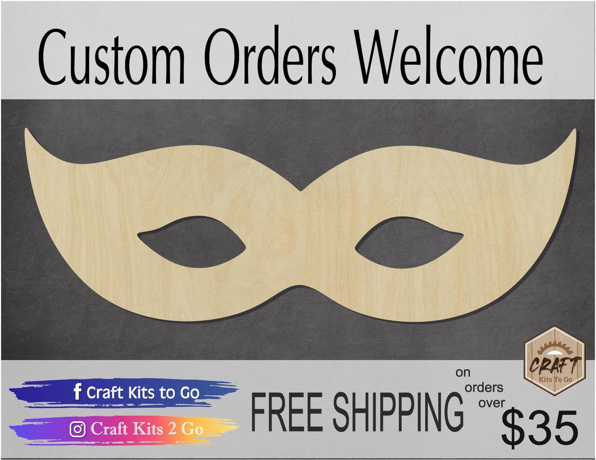 Mardis Gras Mask wood shape wood cutouts Party Maskeraid DIy Paint kit #1726 - Multiple Sizes Available - Unfinished Wood Cutout Shapes