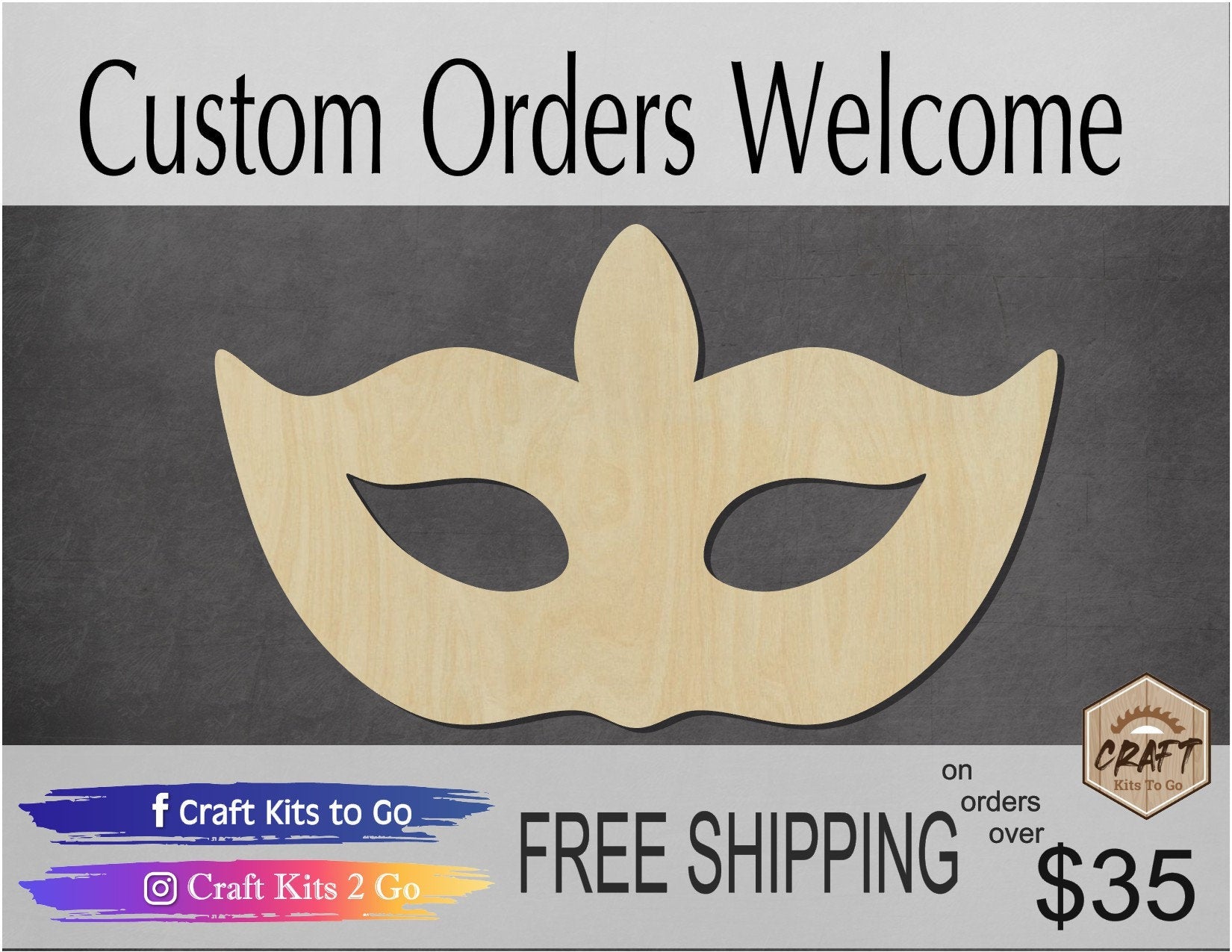 Masquerade Mask wood shape wood cutouts Party DIY Paint kit #1731 - Multiple Sizes Available - Unfinished Wood Cutout Shapes
