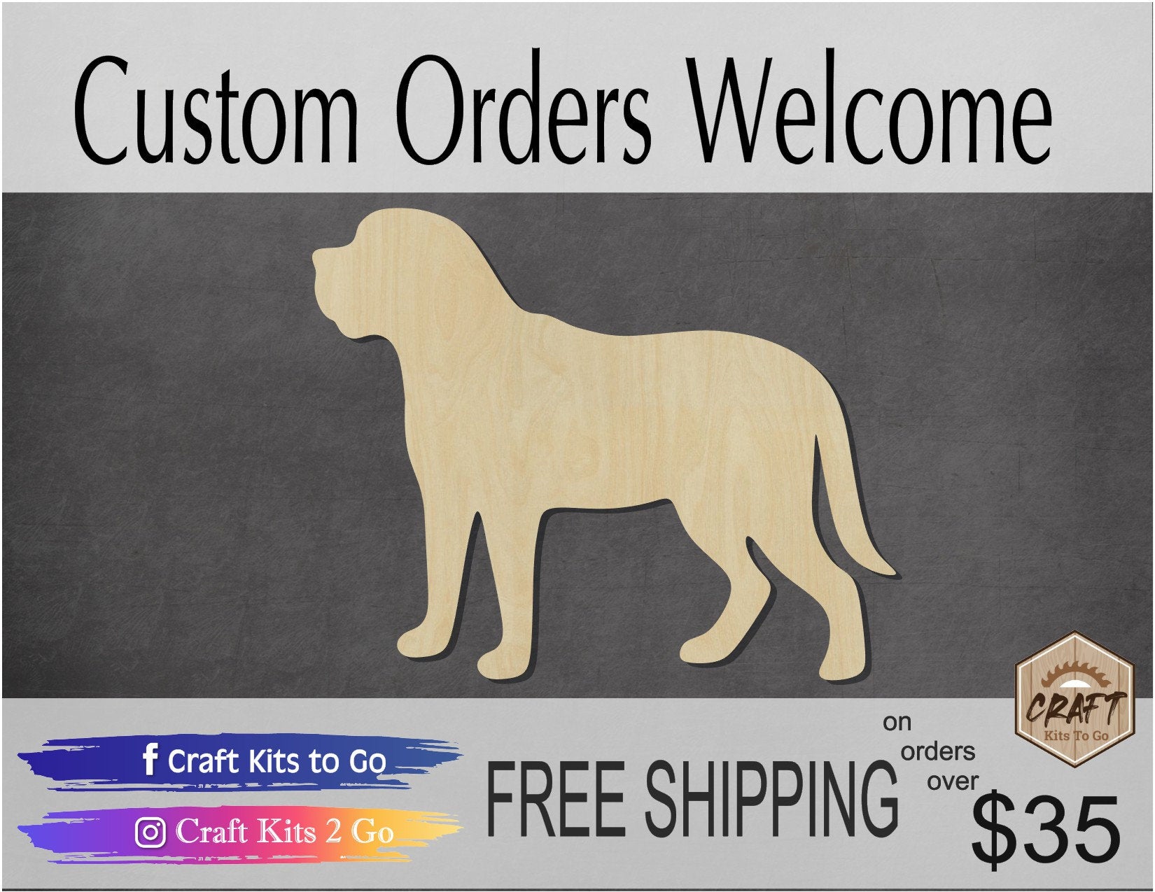 Mastiff Dog wood shape wood cutouts Dog cutouts DIY Paint kit #1733 - Multiple Sizes Available - Unfinished Wood Cutout Shapes