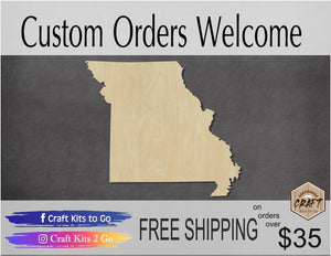 Missouri State wood shape wood cutouts State cutouts DIY Paint kit #1747 - Multiple Sizes Available - Unfinished Wood Cutout Shapes