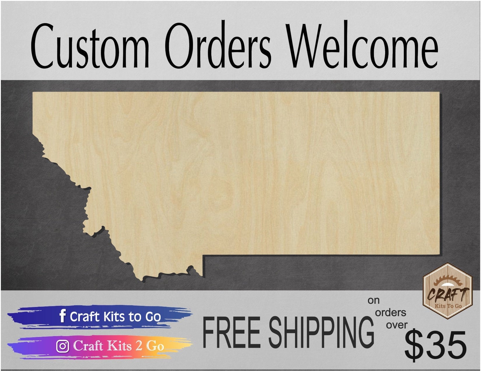 Montana State wood shape wood cutouts State cutouts DIY Paint kit #1753 - Multiple Sizes Available - Unfinished Wood Cutout Shapes