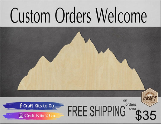 Mountain Range wood shape wood cutouts Outdoors camping DIY paint kit #1763 - Multiple Sizes Available - Unfinished Wood Cutout Shapes