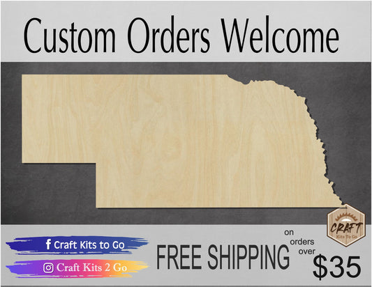 Nebraska State wood shape wood cutouts state cutouts DIY Paint kit #1775 - Multiple Sizes Available - Unfinished Wood Cutout Shapes