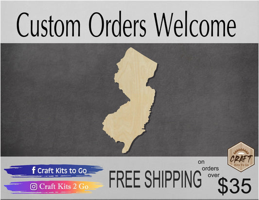 New Jersey State wood shape wood cutouts State cutouts State shapes DIY #1779 - Multiple Sizes Available - Unfinished Wood Cutout Shapes