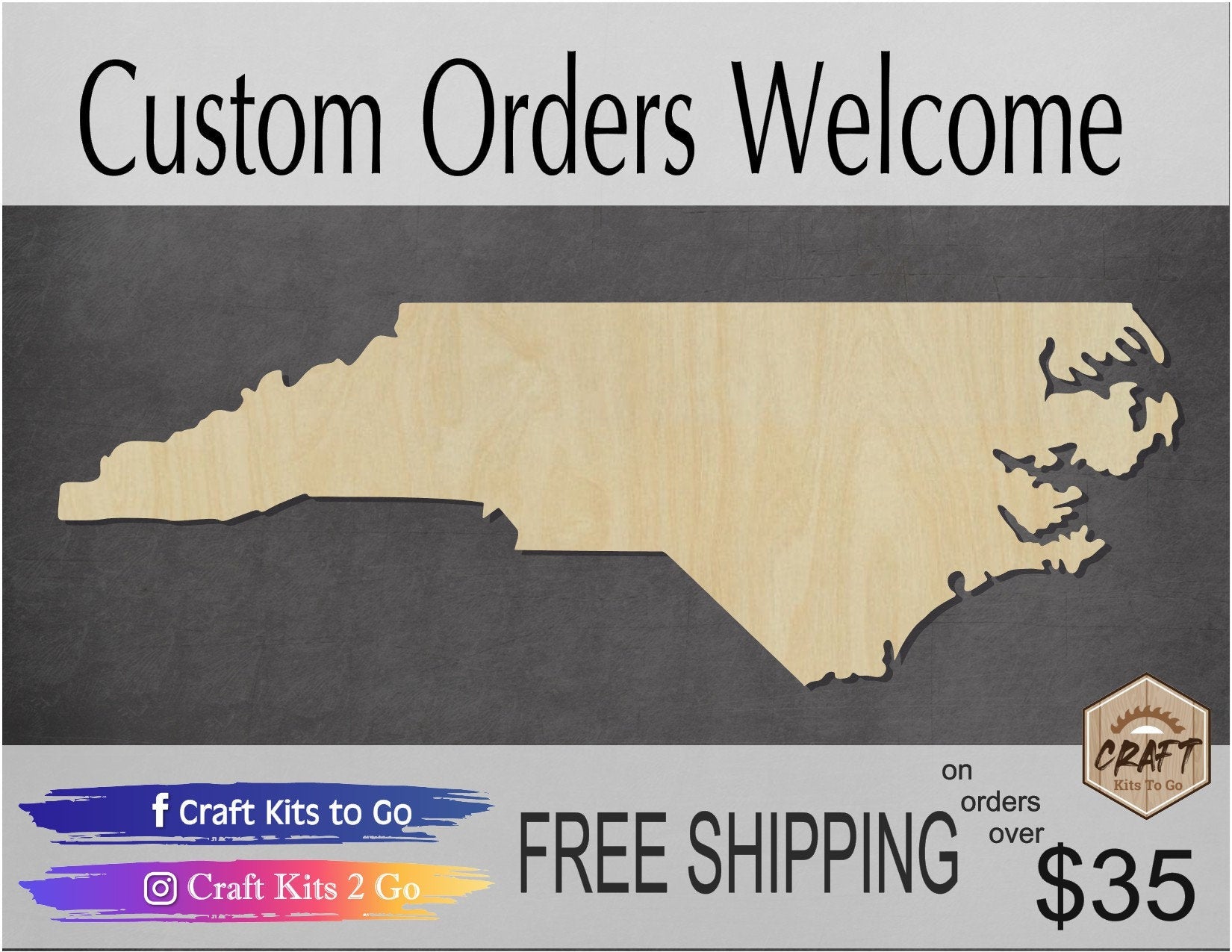 North Carolina State wood shape wood cutouts State cutouts DIY Paint kit #1787 - Multiple Sizes Available - Unfinished Wood Cutout Shapes