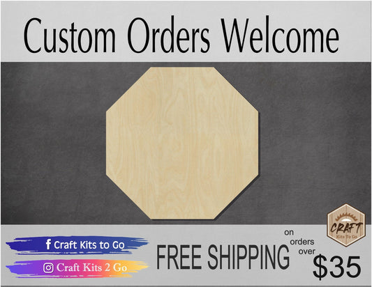 Octagon wood shape wood cutouts shape cutouts DIY Paint kit #1793 - Multiple Sizes Available - Unfinished Wood Cutout Shapes