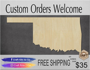Oklahoma State wood shape wood cutouts State cutouts State shapes DIY #1797 - Multiple Sizes Available - Unfinished Wood Cutout Shapes