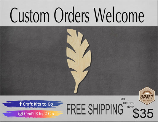 Palm Leaf wood shape wood cutouts plants trees DIY Paint kit #1816 - Multiple Sizes Available - Unfinished Wood Cutout Shapes