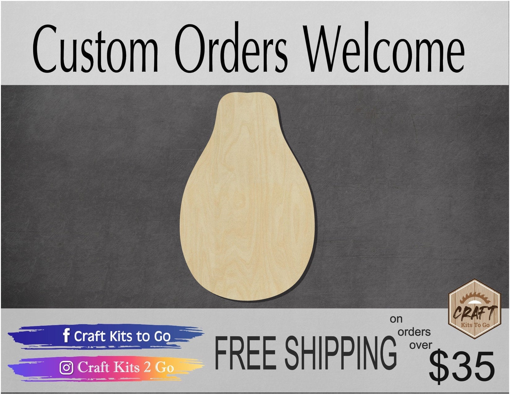 Papaya wood shape wood cutouts food cutouts kitchen decor DIY paint kit #1822 - Multiple Sizes Available - Unfinished Wood Cutout Shapes