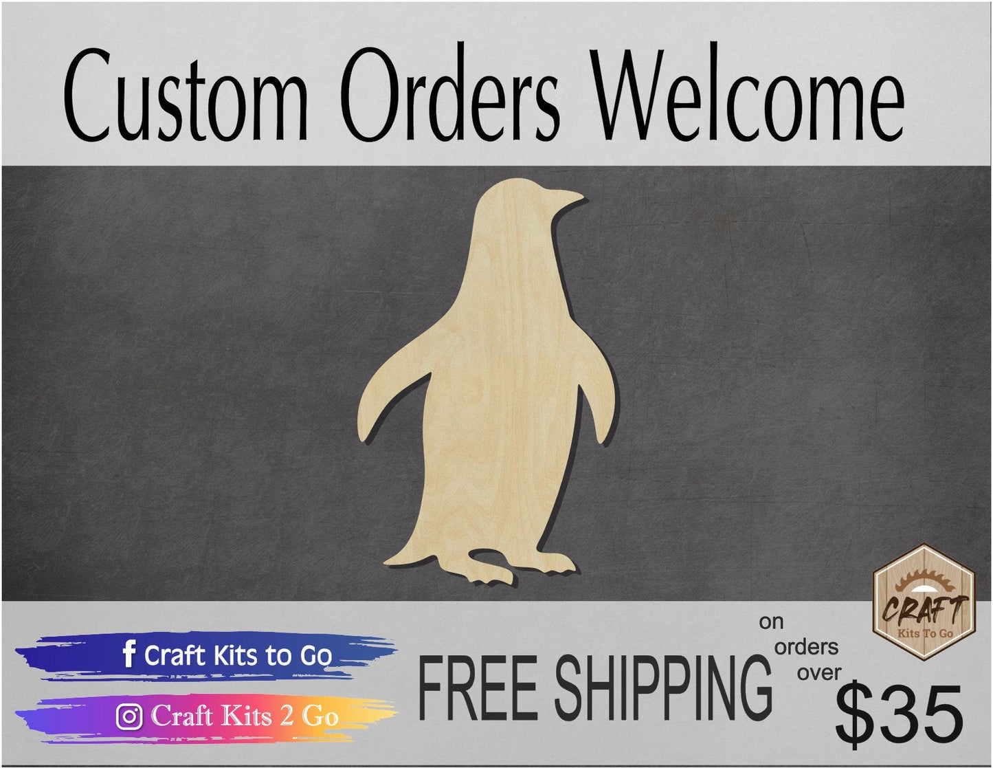 Penguin wood shape wood cutouts animal cutouts animal shapes DIY #1834 - Multiple Sizes Available - Unfinished Wood Cutout Shapes