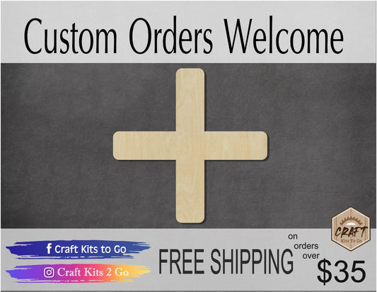 Plus Sign wood shape wood cutouts DIY Paint kit #1866 - Multiple Sizes Available - Unfinished Wood Cutout Shapes