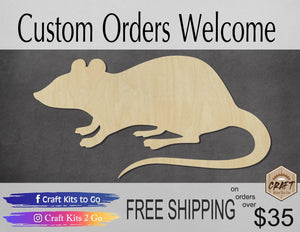 Rat wood shape wood cutouts animal cutouts animal shapes DIY Paint kit #1909 - Multiple Sizes Available - Unfinished Wood Cutout Shapes