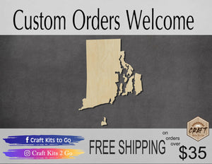 Rhode Island State wood shape wood cutouts State cutouts DIY paint #1923 - Multiple Sizes Available - Unfinished Wood Cutout Shapes