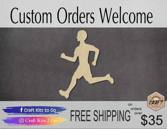 Runner wood shape wood cutouts Sports Cross Country DIY paint kit #1938 - Multiple Sizes Available - Unfinished Wood Cutout Shapes