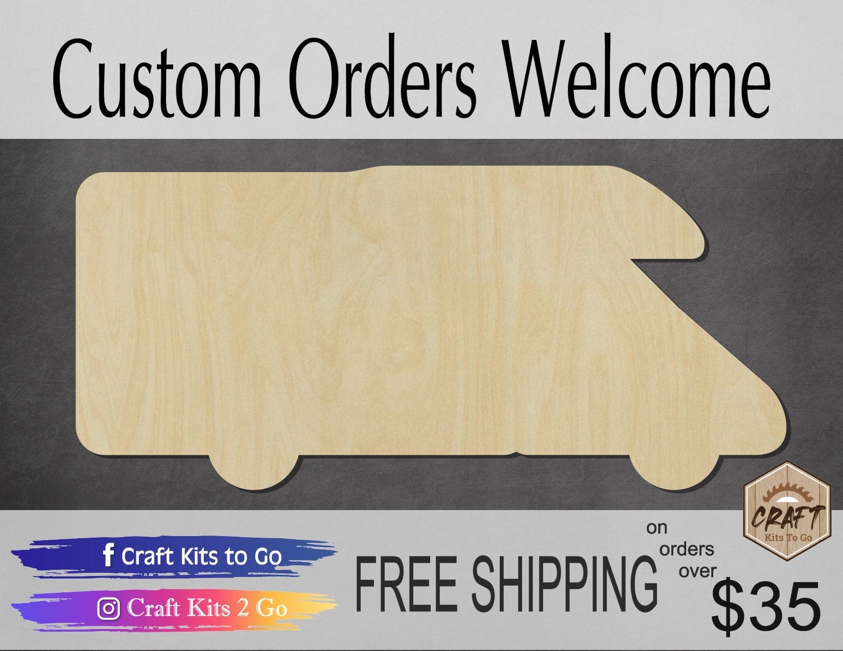 RV wood shape wood cutouts Camping DIY Paint kit #1945 - Multiple Sizes Available - Unfinished Wood Cutout Shapes