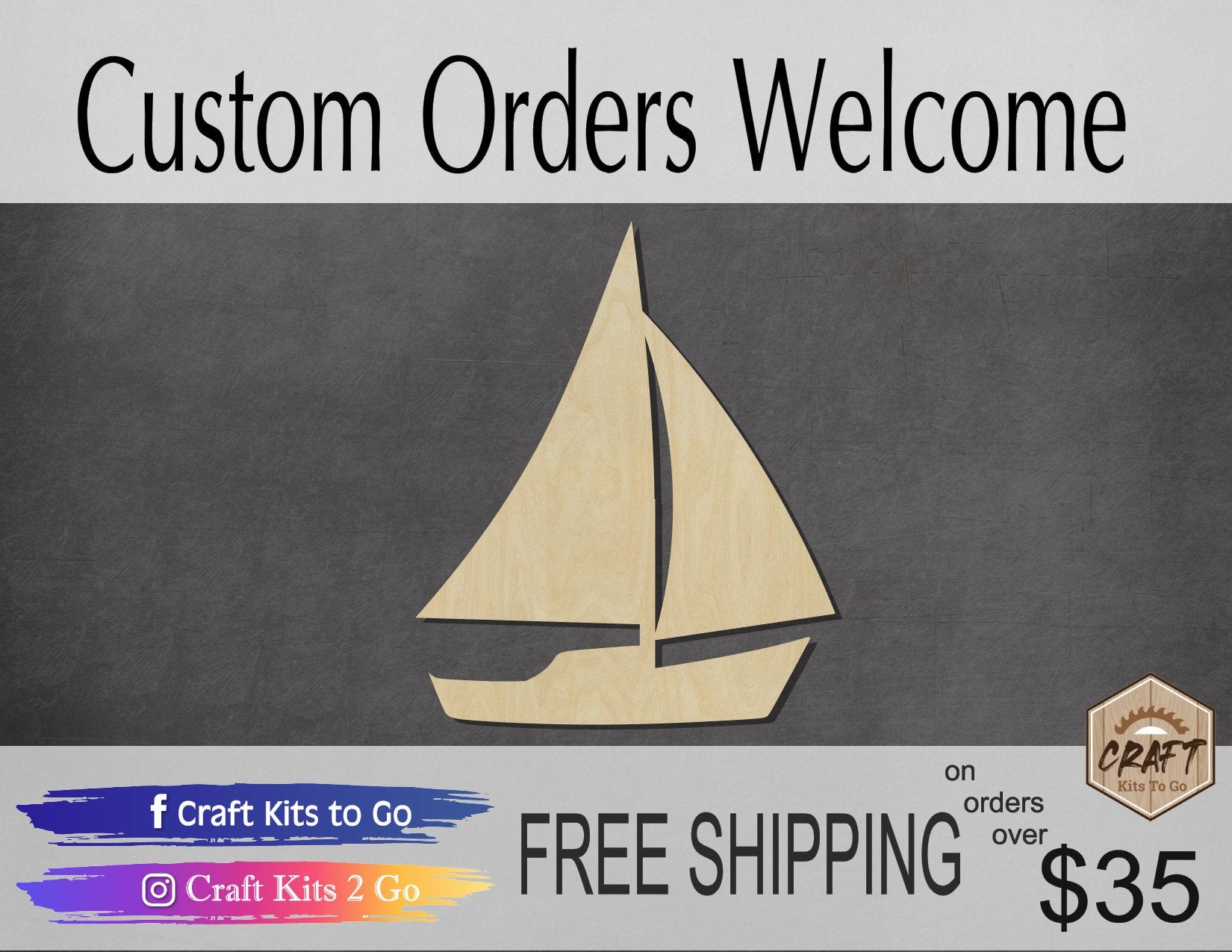 Sailboat wood shape wood cutouts Sailing Ocean Boat DIY Paint kit #1947 - Multiple Sizes Available - Unfinished Wood Cutout Shapes