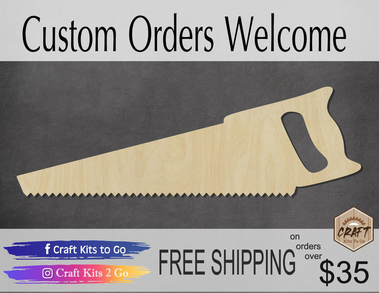 Saw wood shape wood cutouts Dad's Tools Father's Day Craft DIY paint kit #1962 - Multiple Sizes Available - Unfinished Wood Cutout Shapes