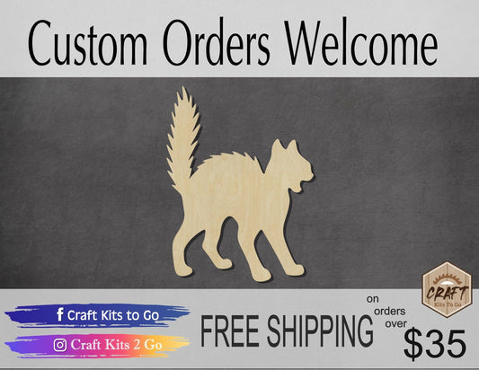 Scary Cat wood shape wood cutouts Halloween Craft Witch DIY Paint kit #1965 - Multiple Sizes Available - Unfinished Wood Cutout Shapes