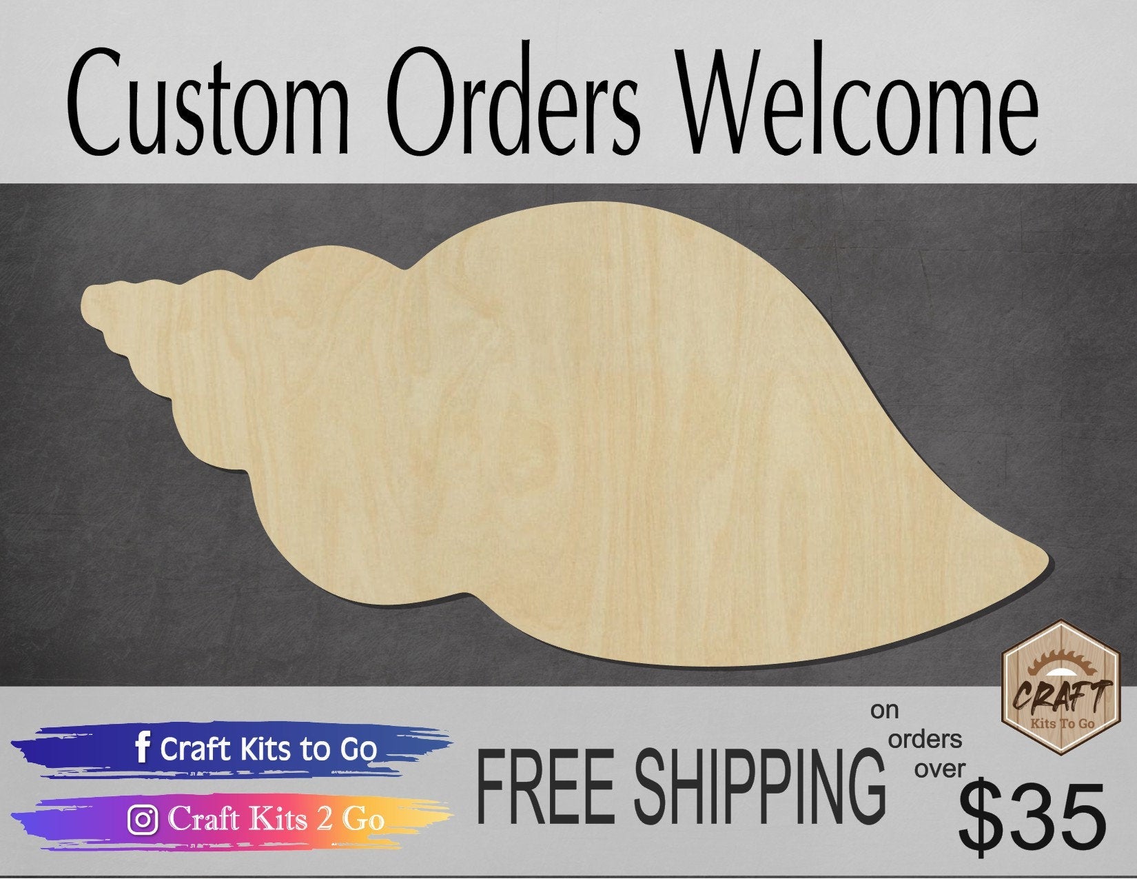Sea Shell wood shape wood cutouts DIY paint kit Sea Shells Beach Ocean #1978 - Multiple Sizes Available - Unfinished Wood Cutout Shapes