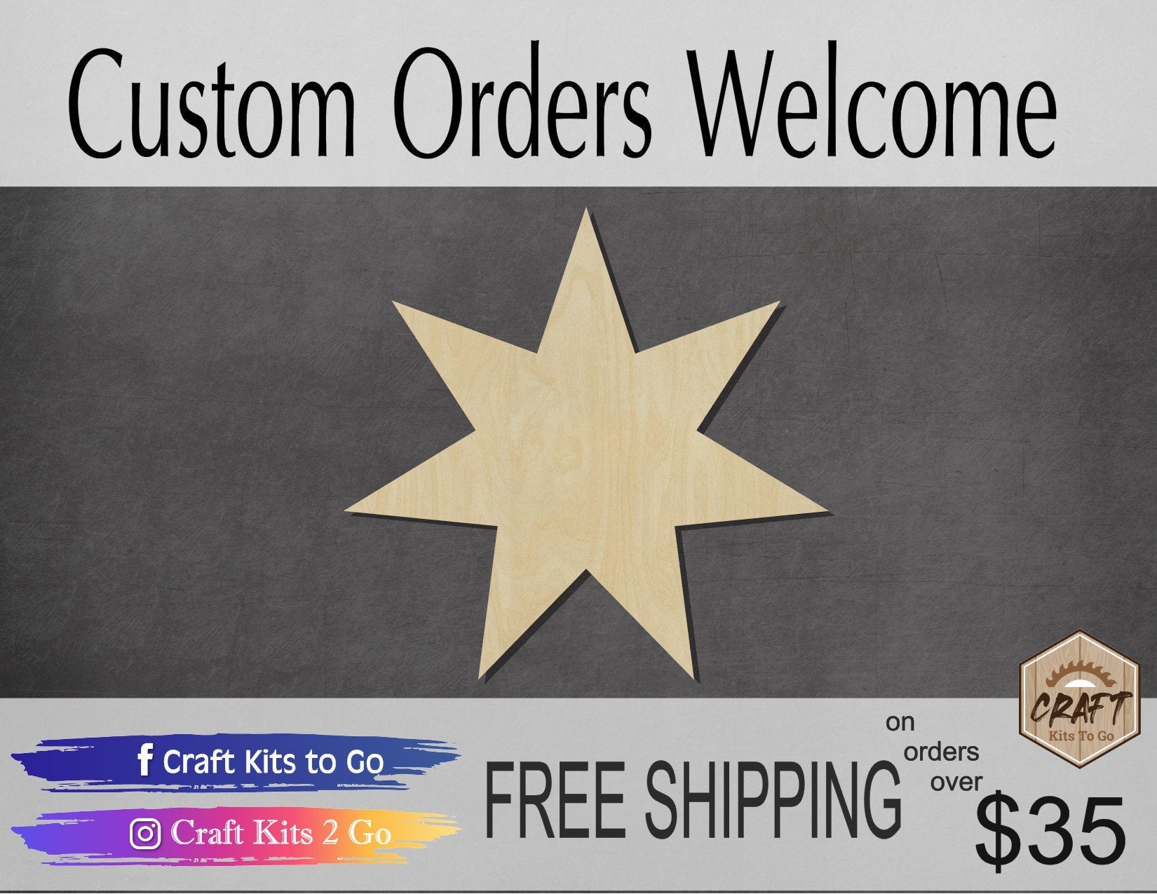 Star wood shape wood cutouts DIY Paint kit #1981 - Multiple Sizes Available - Unfinished Wood Cutout Shapes