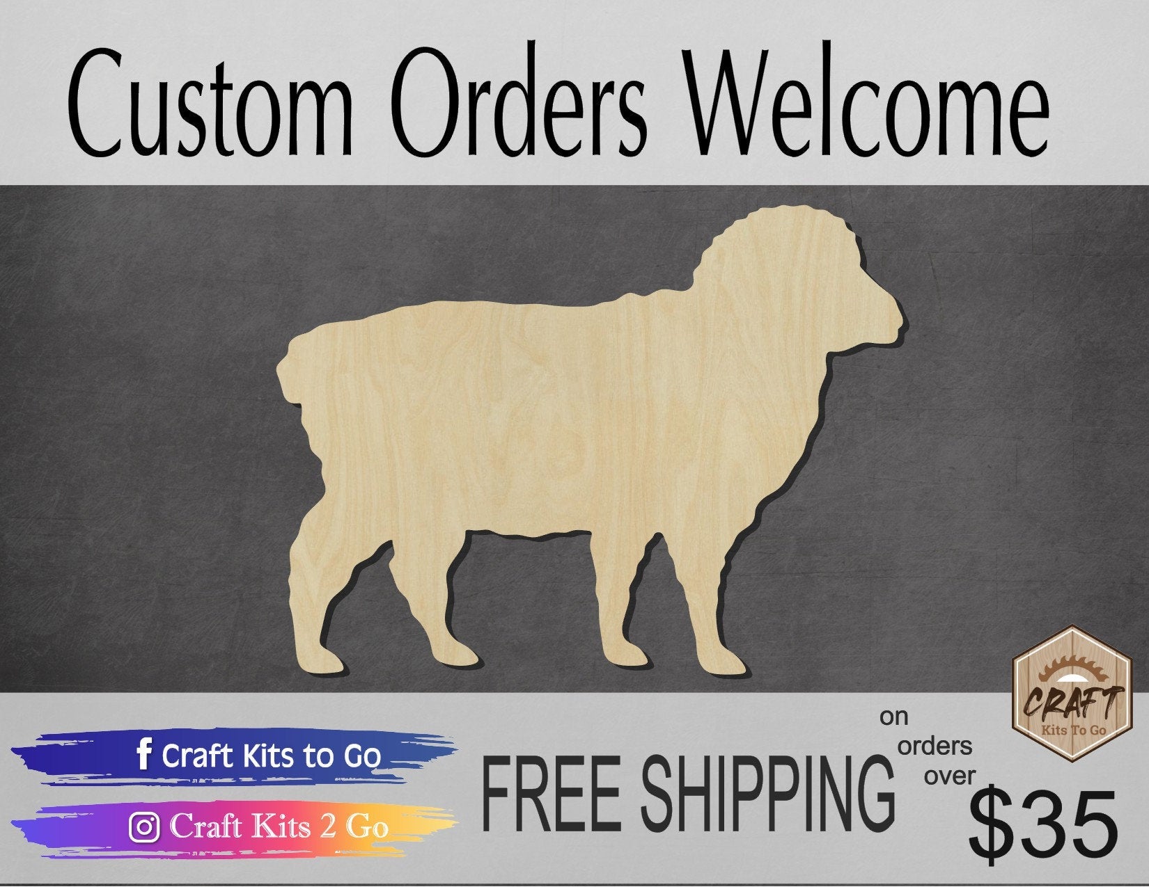 Sheep wood cutouts wood shapes farm animals DIY paint kit #1987 - Multiple Sizes Available - Unfinished Wood Cutout Shapes
