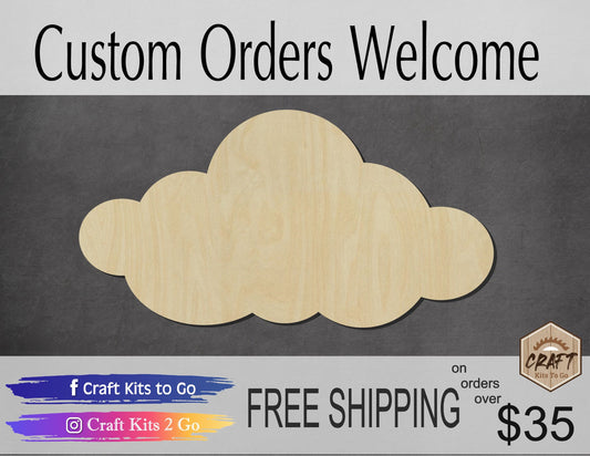 Cloud wood shape wood cutouts Rainy Day DIY Paint kit Weather #1671 - Multiple Sizes Available - Unfinished Wood Cutout Shapes