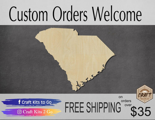 South Dakota wood shape wood cutouts State Cutouts DIY paint kit #2034 - Multiple Sizes Available - Unfinished Wood Cutout Shapes
