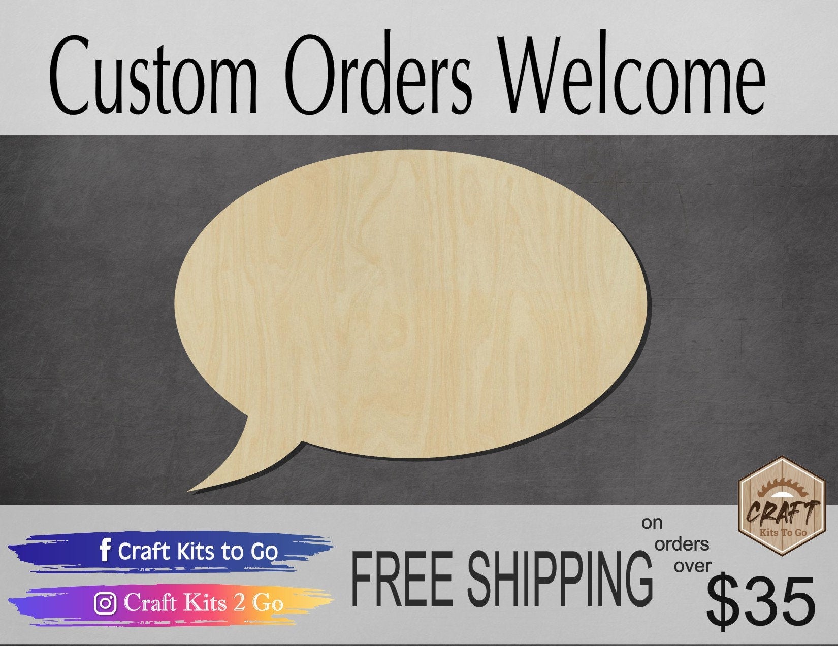 Speech Bubble wood shape wood cutouts DIY paint kit #2040 - Multiple Sizes Available - Unfinished Wood Cutout Shapes