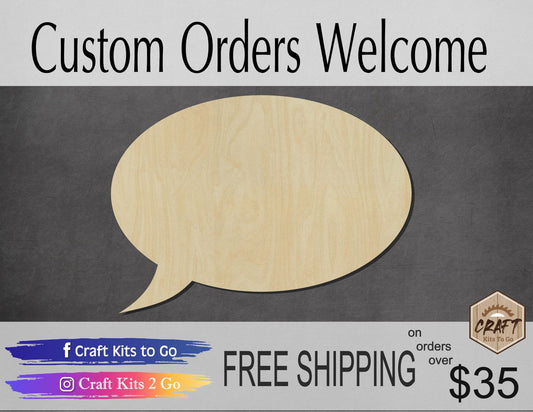 Speech Bubble wood shape wood cutouts DIY paint kit #2040 - Multiple Sizes Available - Unfinished Wood Cutout Shapes