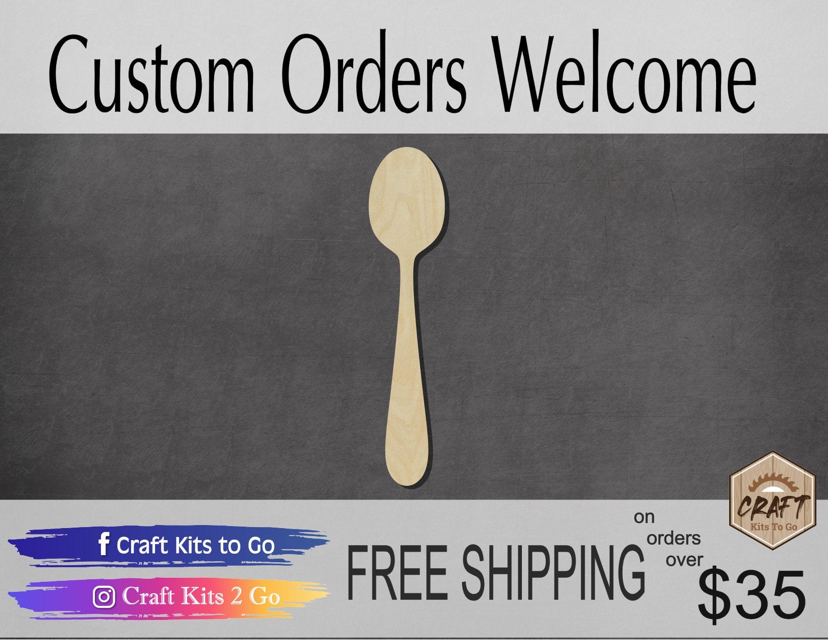 Spoon wood shape wood cutouts Kitchen Decor DIY Paint kit #2046 - Multiple Sizes Available - Unfinished Wood Cutout Shapes