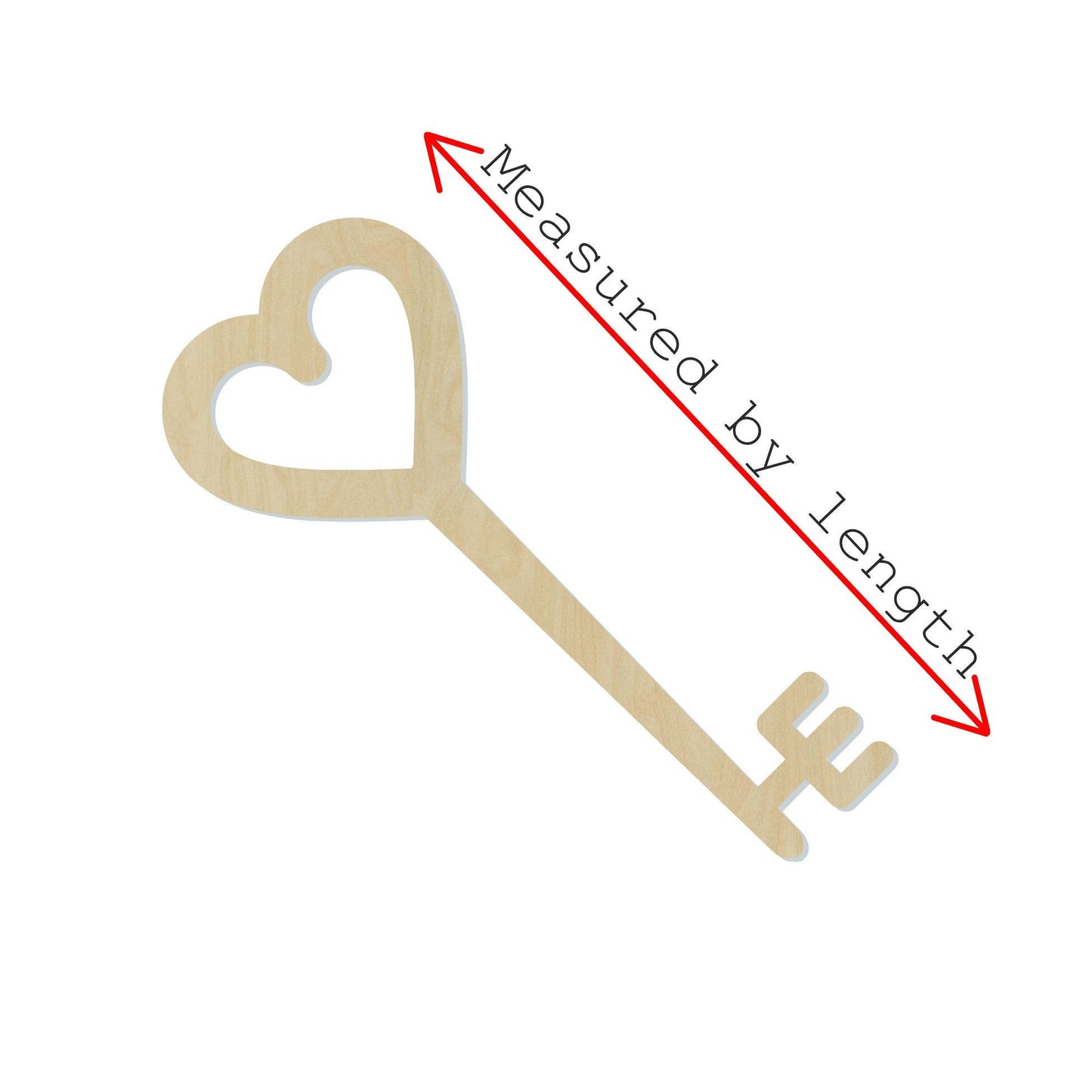 Heart Key Cutout #1017 - Multiple Sizes Available - Unfinished Wood Cutout Shapes