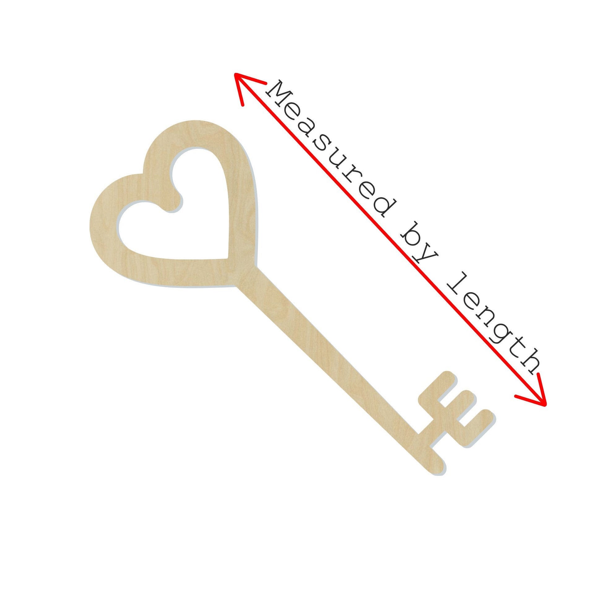 Heart Key Cutout #1017 - Multiple Sizes Available - Unfinished Wood Cutout Shapes