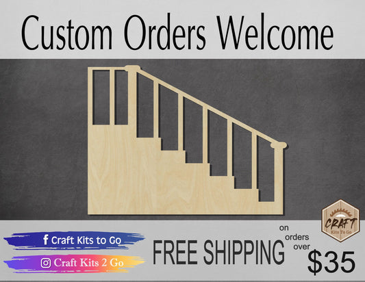 Stairs wood shape wood cutouts Household Home DIY paint kit #2053 - Multiple Sizes Available - Unfinished Wood Cutout Shapes