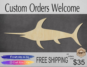 Sword Fish wood shape wood cutouts ocean animals sea life DIY Paint kit #2077 - Multiple Sizes Available - Unfinished Wood Cutout Shapes