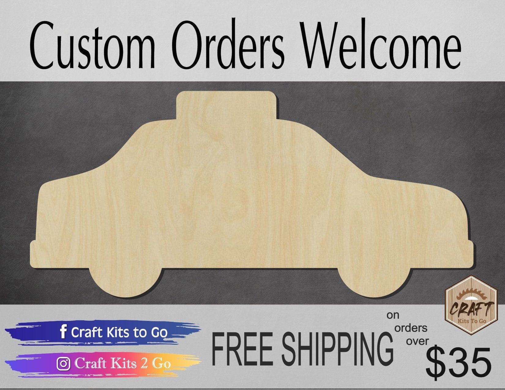 Taxi wood shape wood cutouts NYC DIY Paint kit #2085 - Multiple Sizes Available - Unfinished Wood Cutout Shapes
