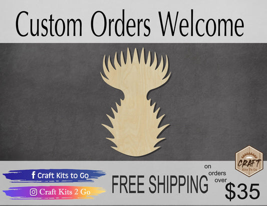 Thistle wood shape wood cutouts Plants DIY Paint kit #2095 - Multiple Sizes Available - Unfinished Wood Cutout Shapes