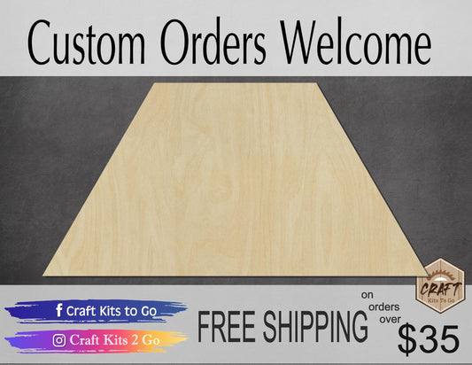 Trapezoid wood shape wood cutouts shape cutouts DIY Paint kit #2117 - Multiple Sizes Available - Unfinished Wood Cutout Shapes