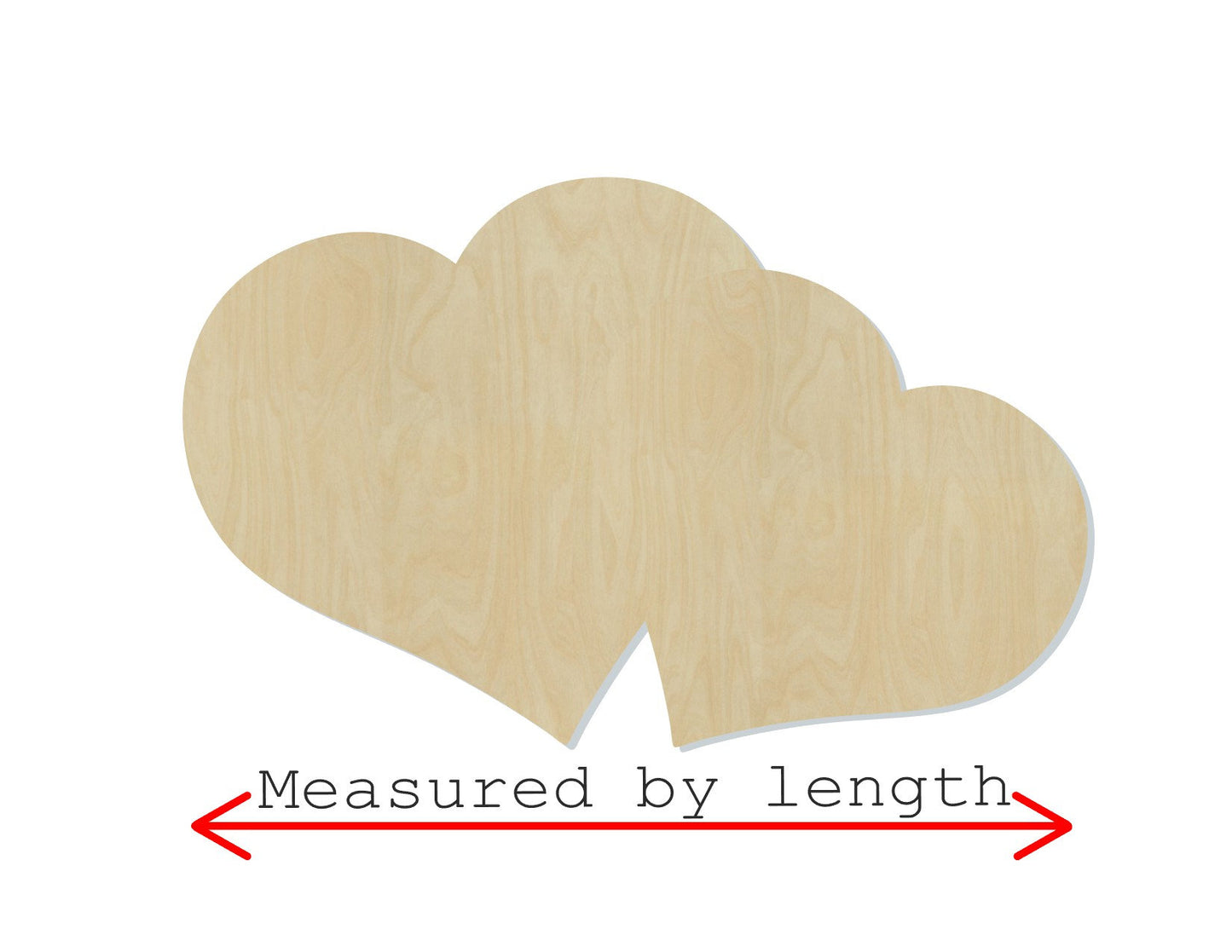 Double Hearts cutouts Valentine's Day Love Romantic shape cutouts wood blanks #1402 - Multiple Sizes Available - Unfinished Cutout Shapes