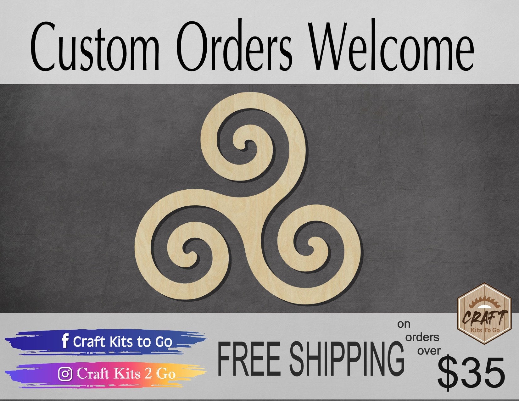 Triskele Triskelion Celtic Art DIY Paint kit #2255 - Multiple Sizes Available - Unfinished Wood Cutout Shapes