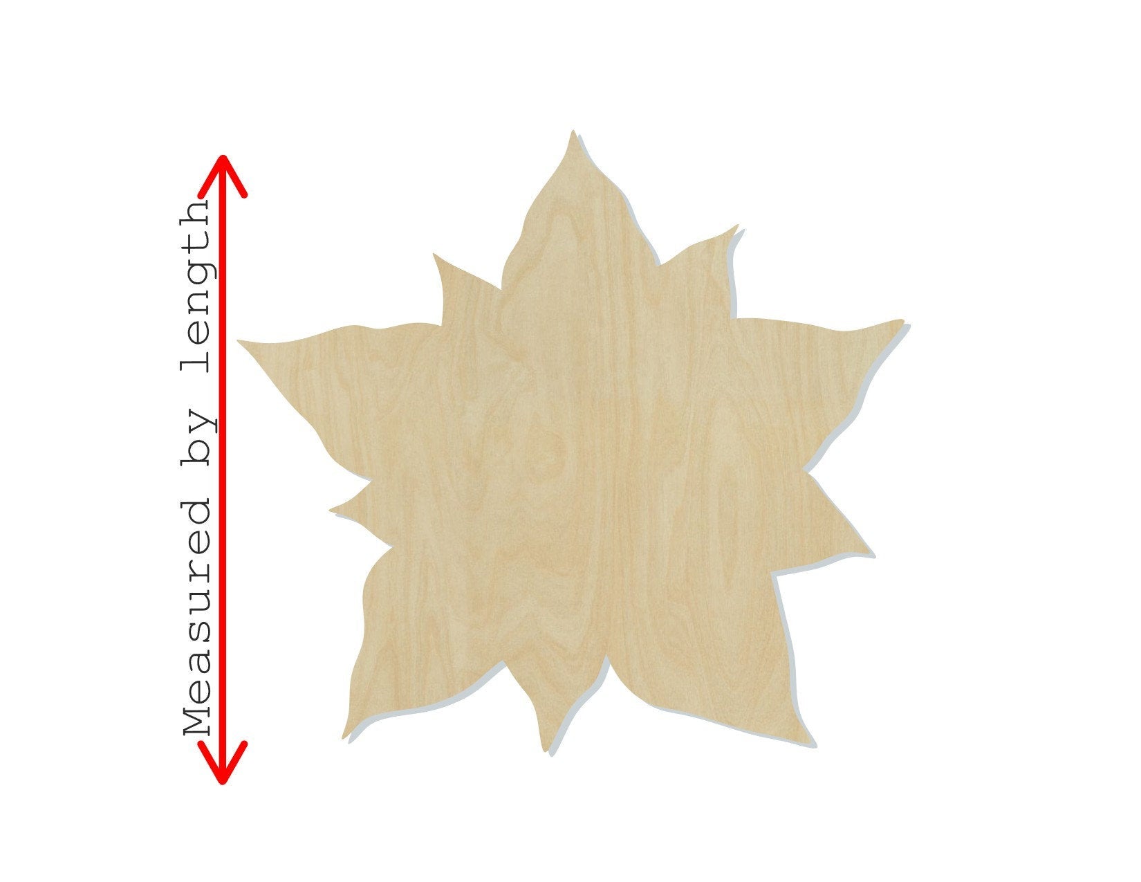 Poinsettia wood shape wood cutout flowers Christmas DIY paint kit #1868 - Multiple Sizes Available - Unfinished Wood Cutout Shapes